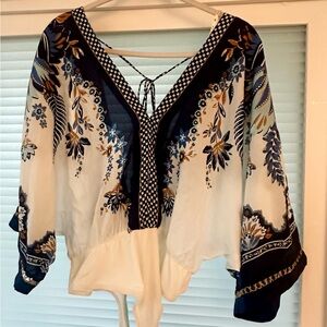 Farm Rio-Off-White Ana Tapestry Kimono Bodysuit